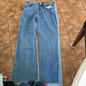 S.O.N.G. Bootcut Fit Vintage Appeal Jeans Frayed Split Hem Size 7